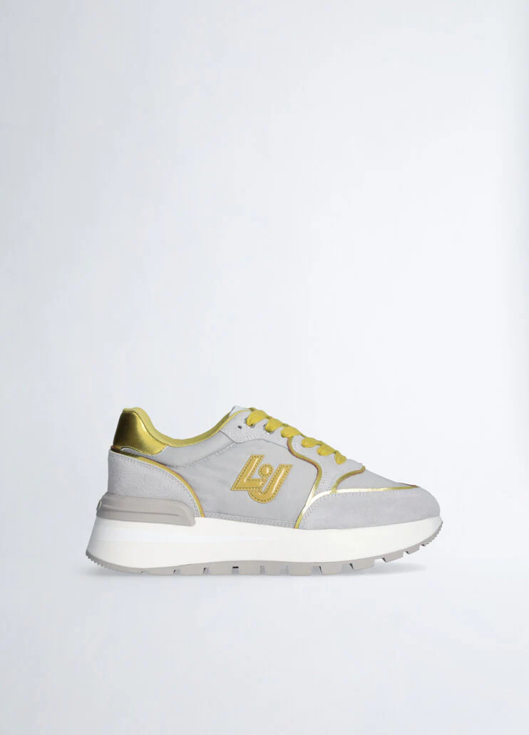 Platform sneakers in suede and nylon