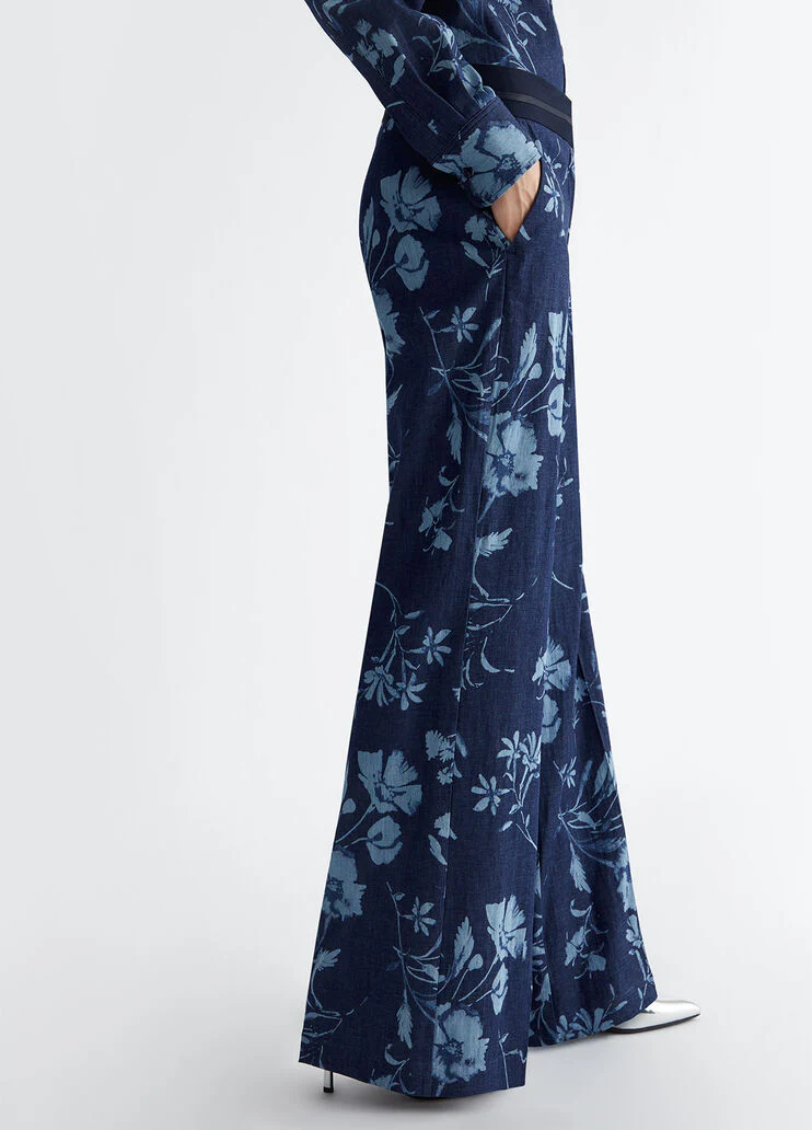 Palazzo jeans with floral print