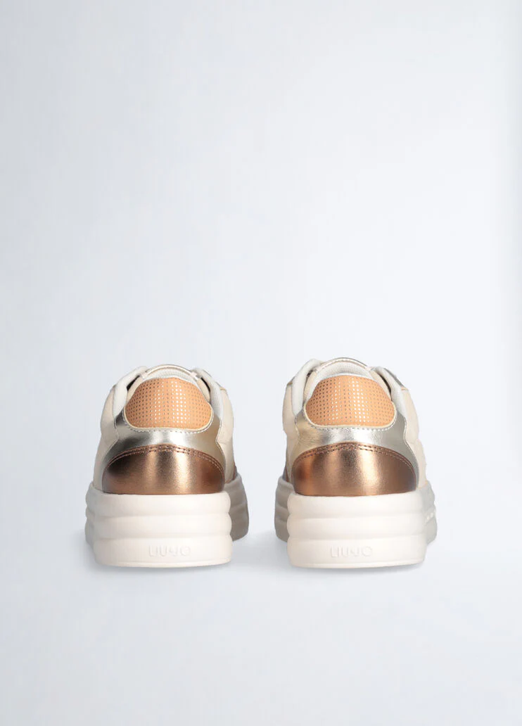 Beige suede platform sneakers