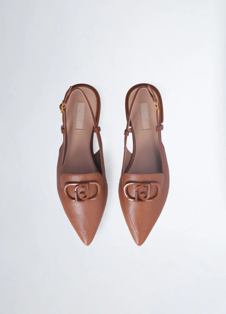 Brown slingback ballet flats