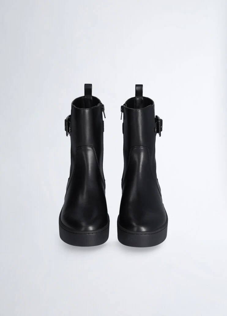 Black ankle boots with buckle