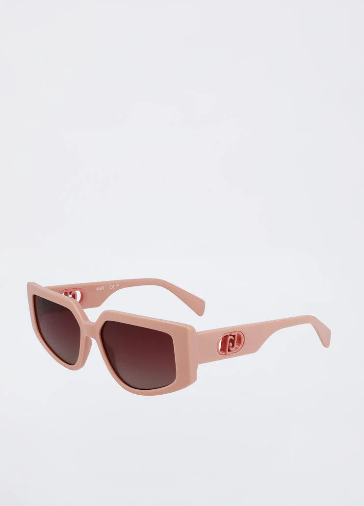 Nude rectangular sunglasses