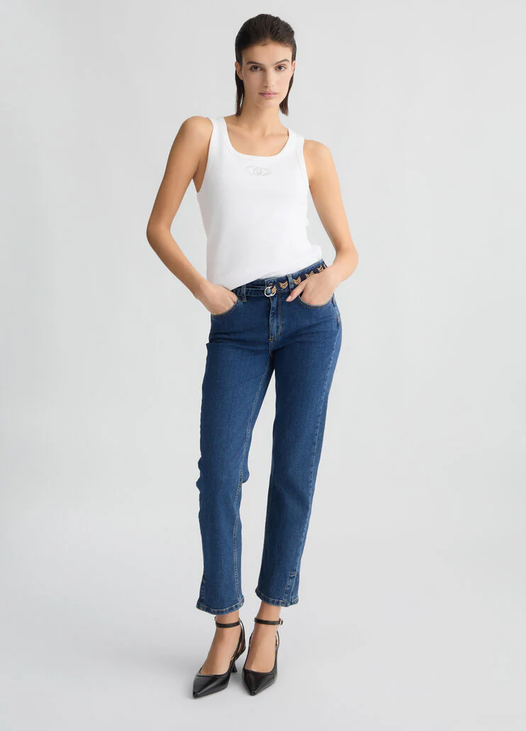 High-waisted skinny jeans