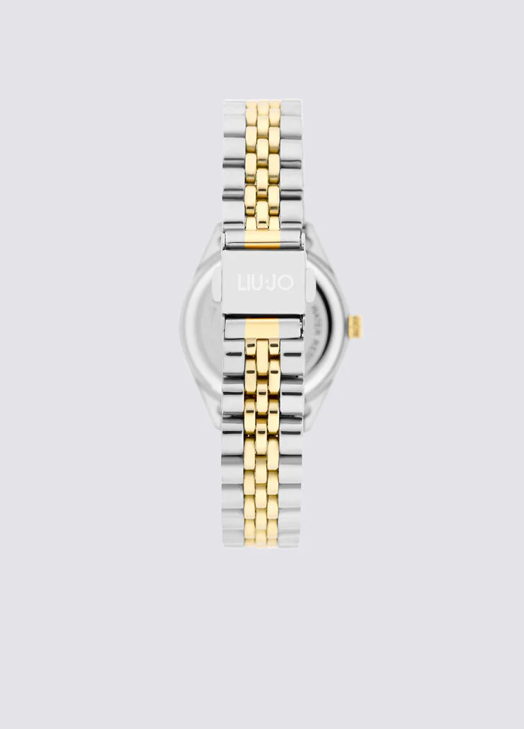 Two-tone steel watch with crystals
