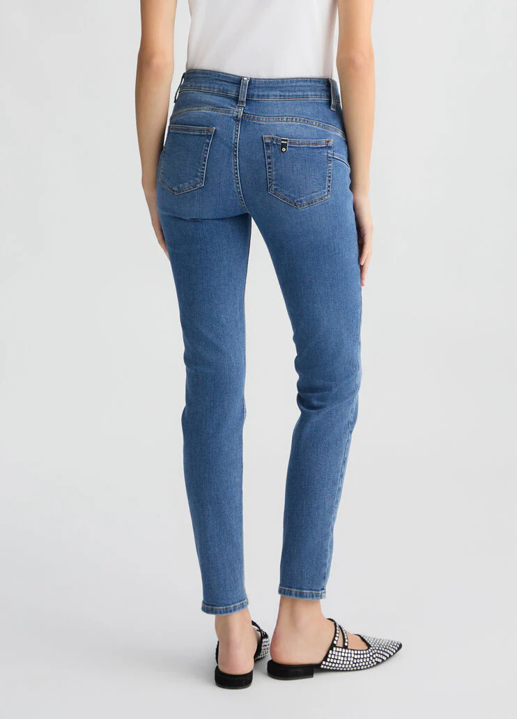 Blue skinny jeans with rhinestones