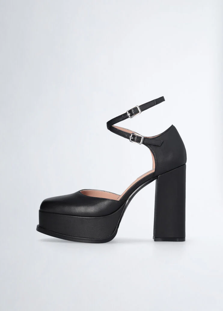Black leather court shoes