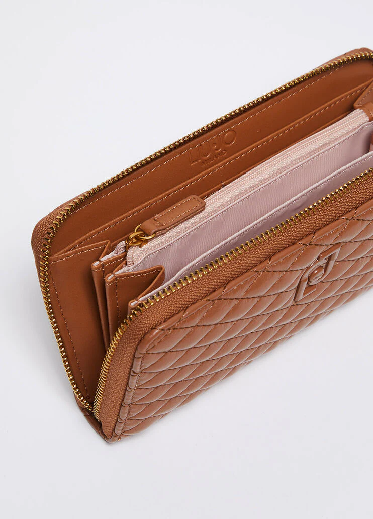 Quilted zip-around purse