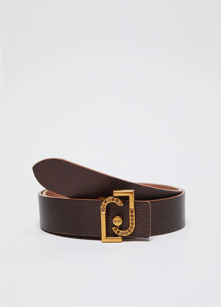 Reversible belt with logo buckle