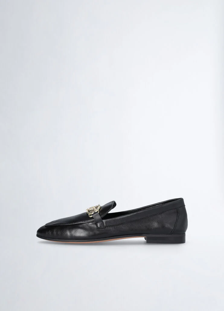 Black soft nappa leather loafers