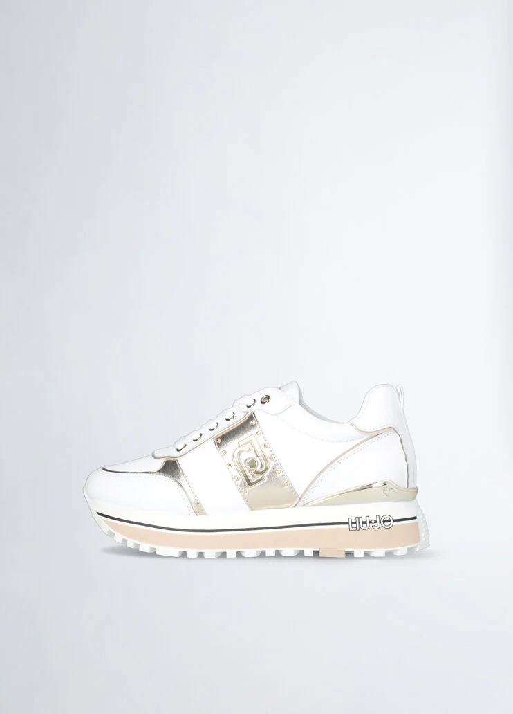 White leather platform sneakers