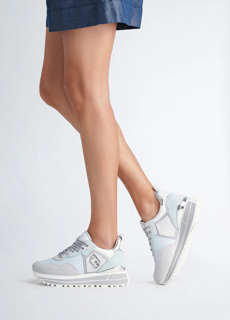 Suede and mesh platform sneakers