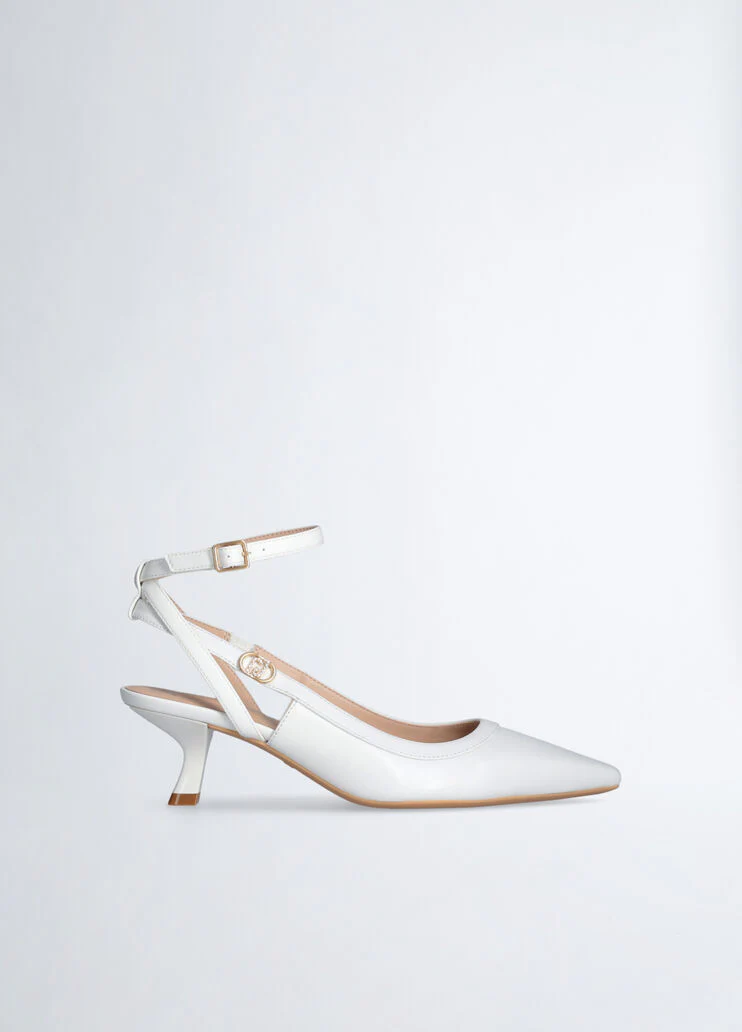 White slingbacks with low heel