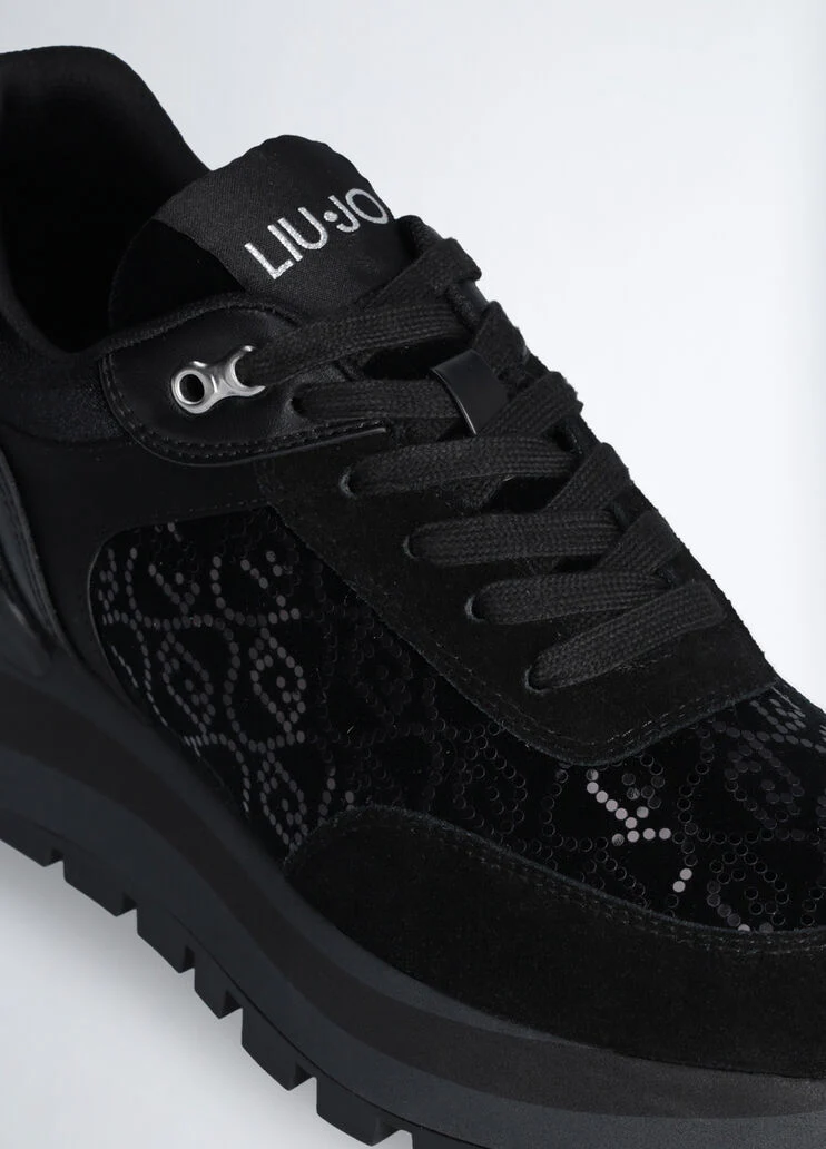 Platform sneakers with micro sequins