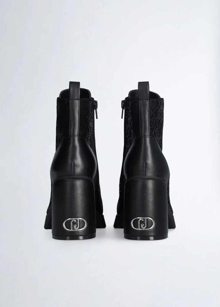 Black ankle boots with micro-sequins