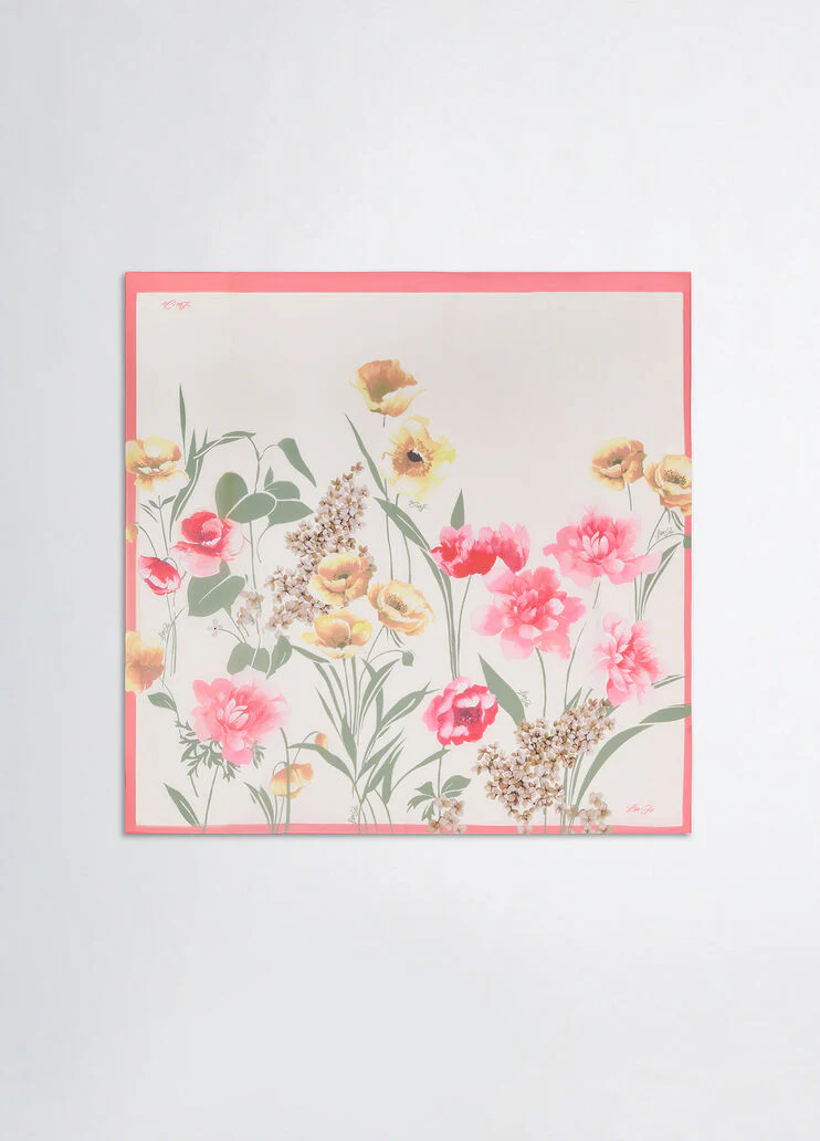 White foulard with flowers