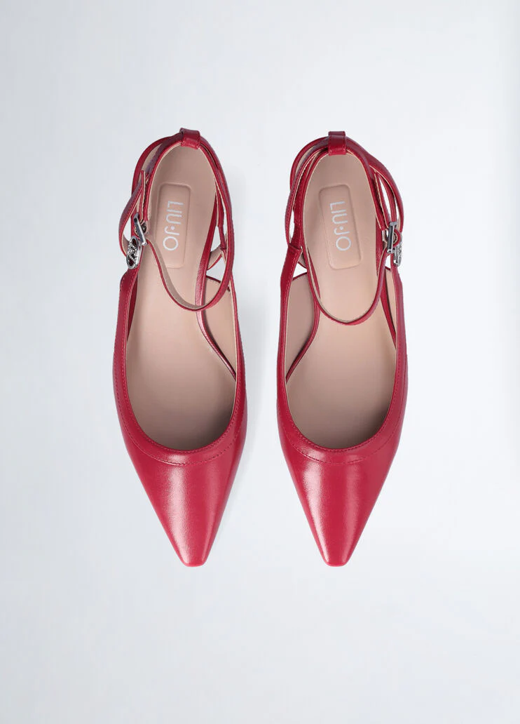 Red slingbacks with low heel