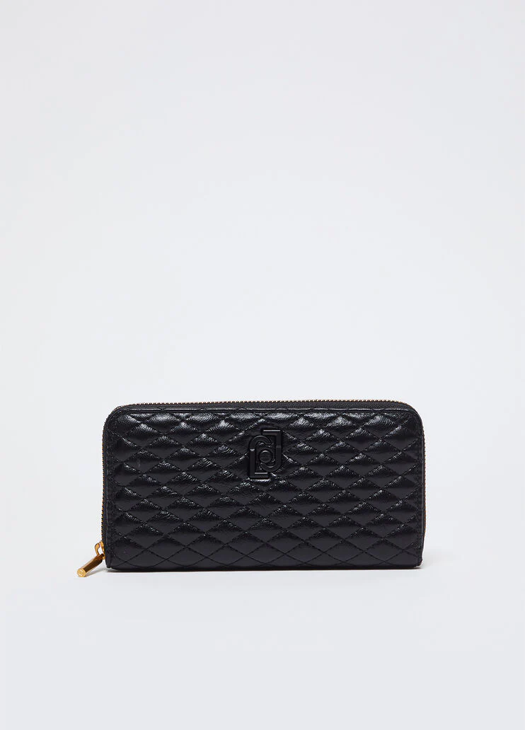 Quilted zip-around purse
