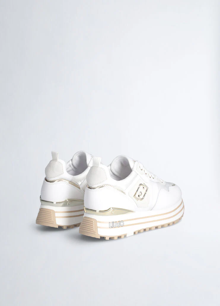 Leather and nylon platform sneakers