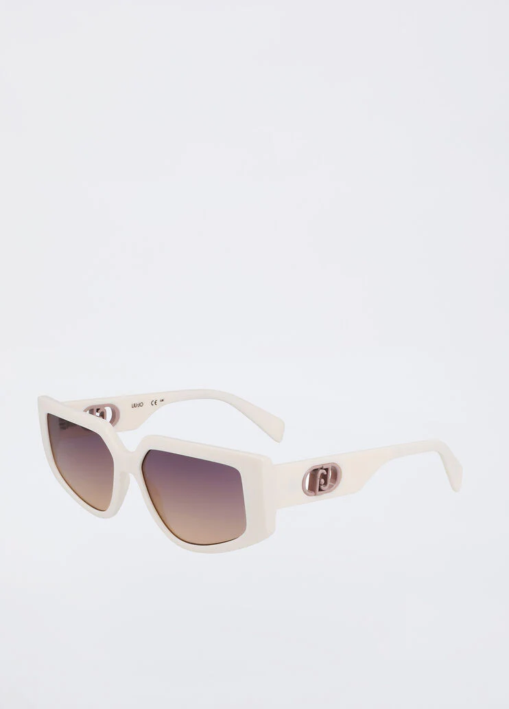 Rectangular white sunglasses