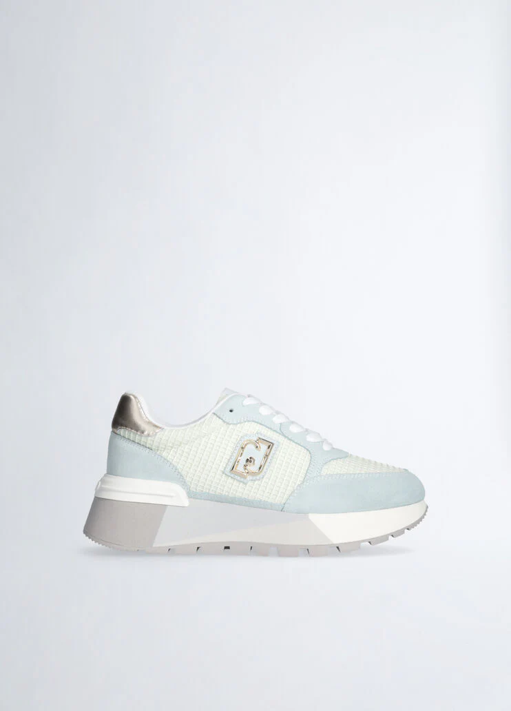 Suede and mesh platform sneakers