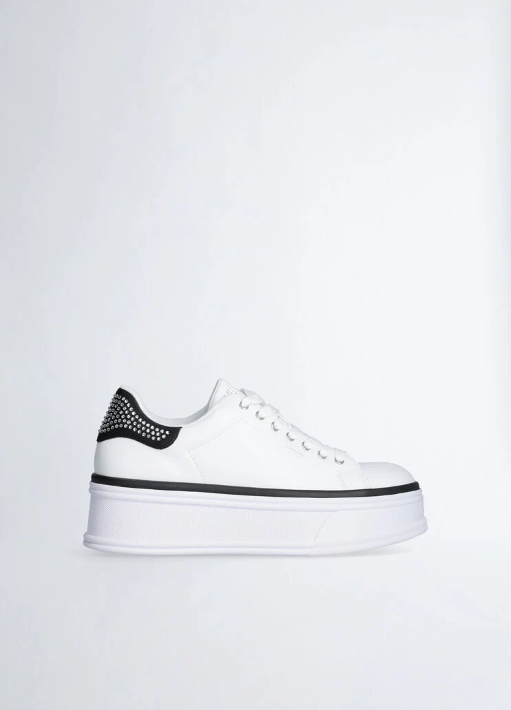 Leather sneakers with rhinestones