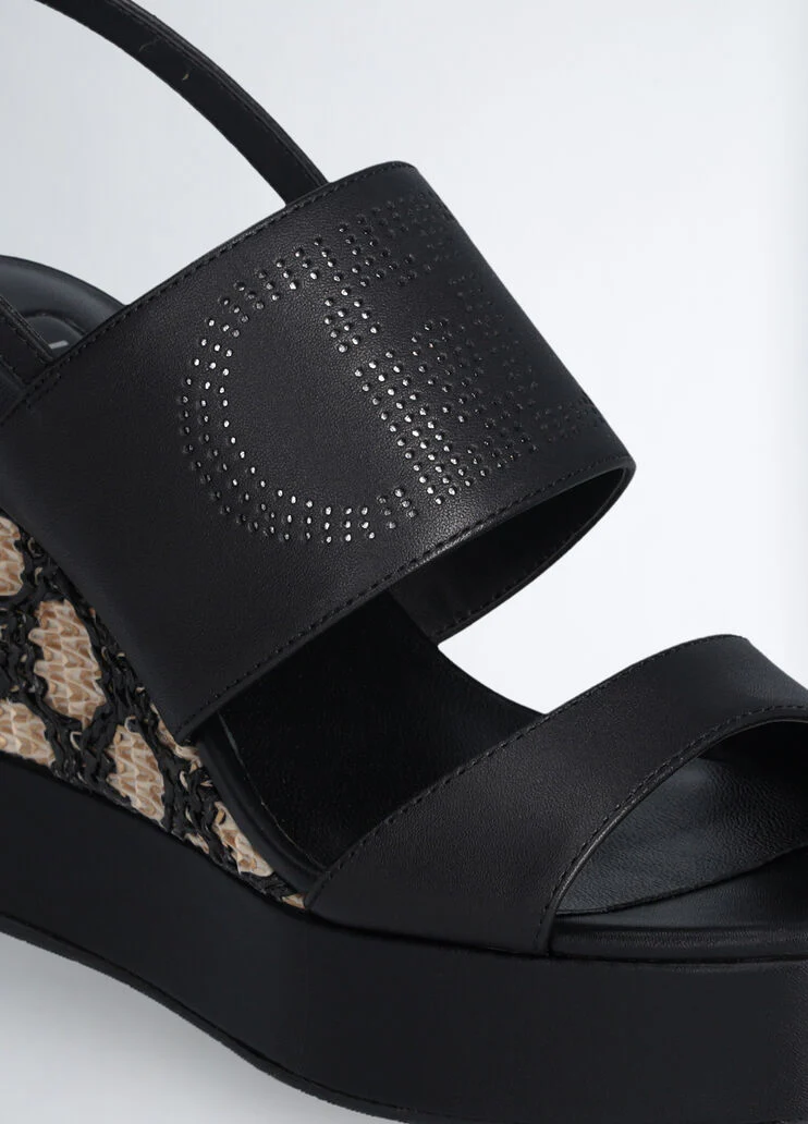 Raffia wedge sandals