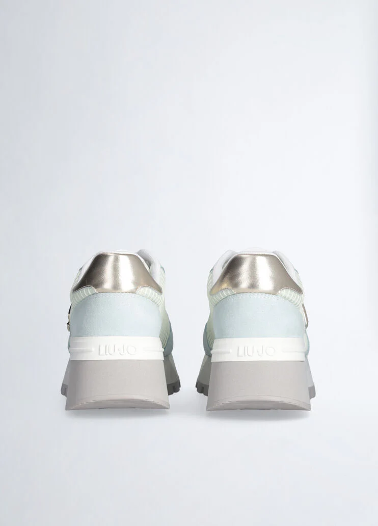 Suede and mesh platform sneakers