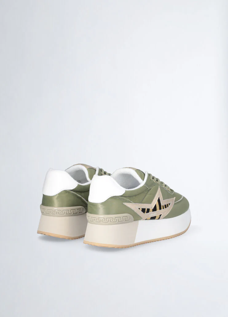 Khaki green platform sneakers