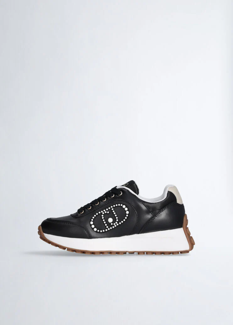 Black leather sneakers