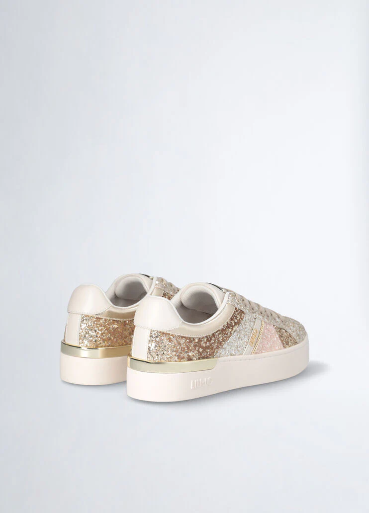Sneakers with multicolour glitter