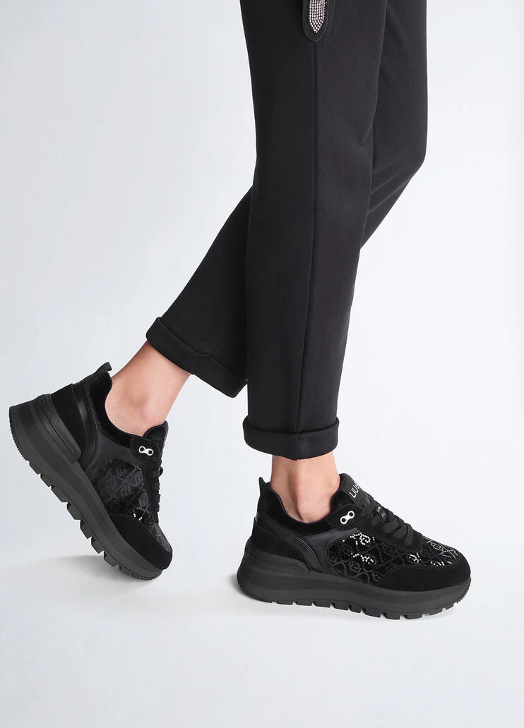 Platform sneakers with micro sequins