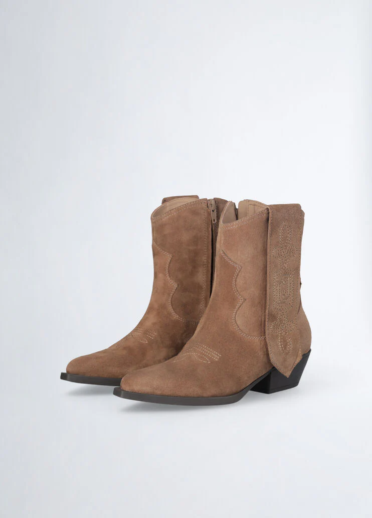 Suede cowboy ankle boots