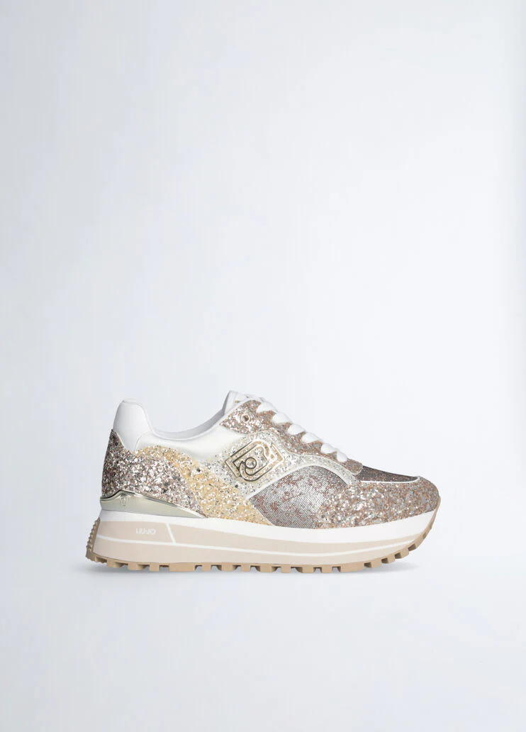 Platform sneakers with full glitter