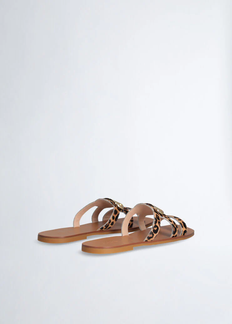 Flat pony hair sandals
