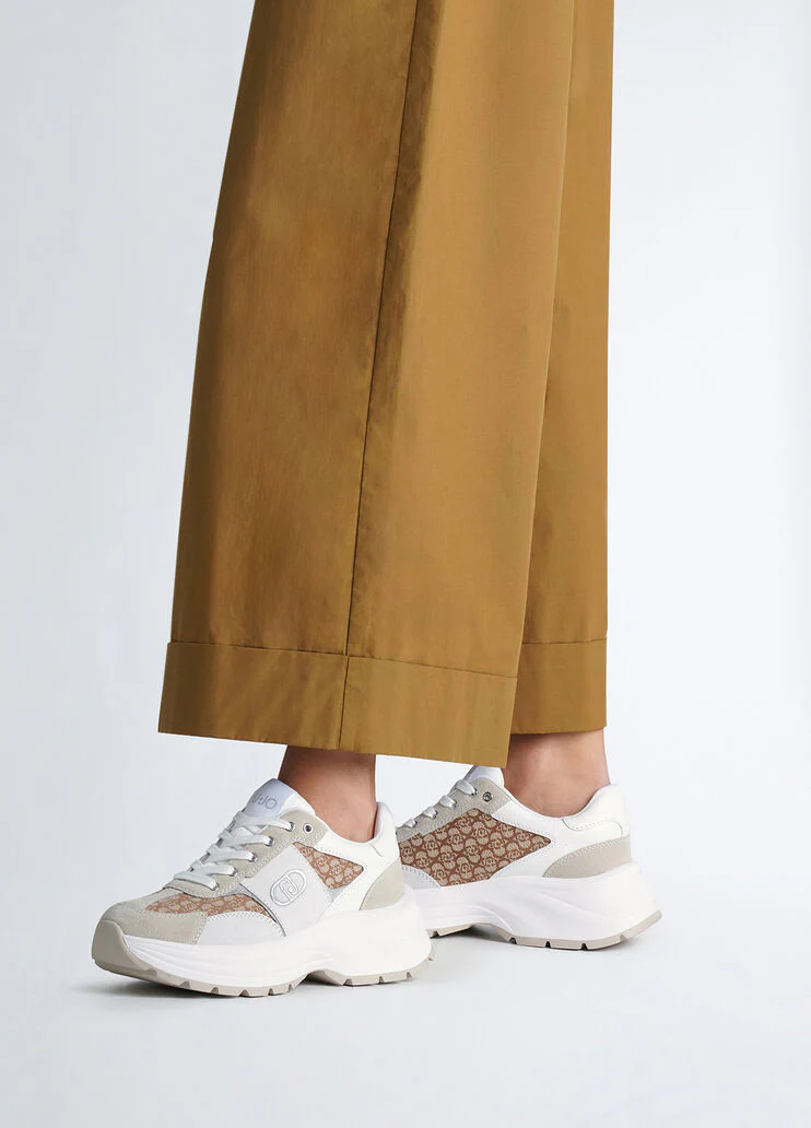 Suede monogram sneakers