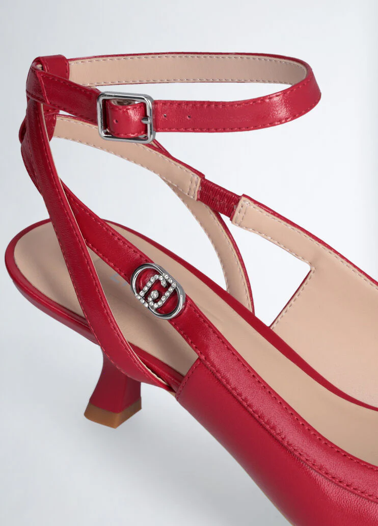 Red slingbacks with low heel