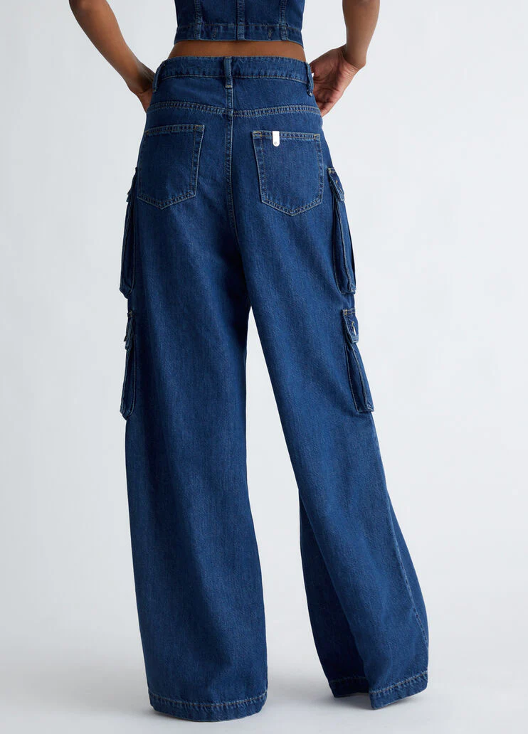 Stretch cotton cargo jeans