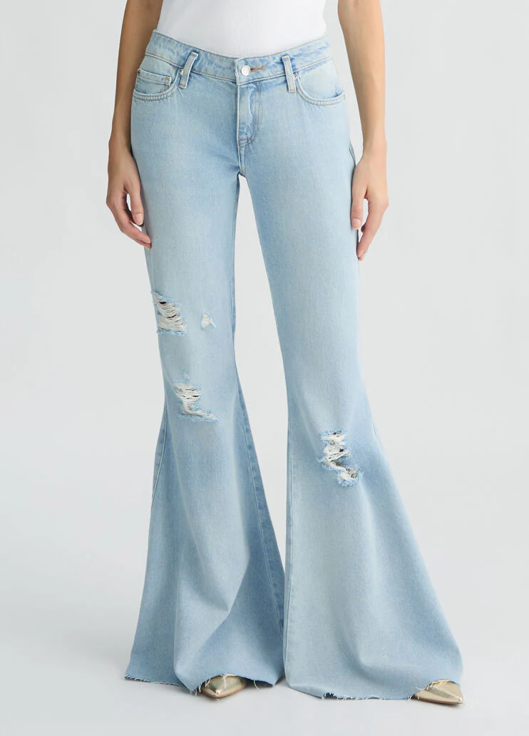 Low-rise flared jeans