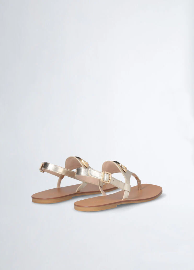 Metallic-effect thong sandals