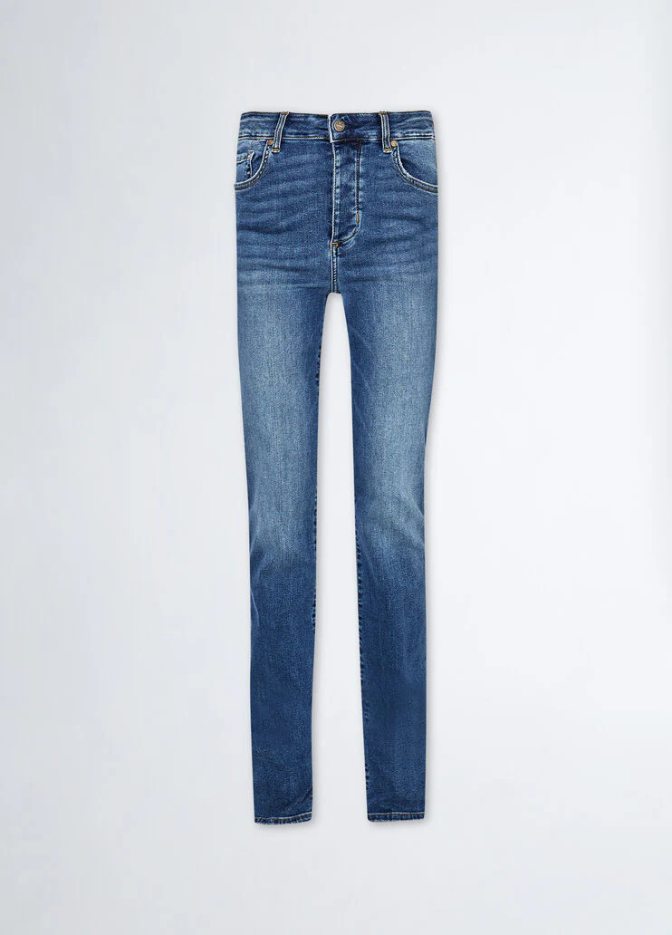 High-waisted straight-leg jeans