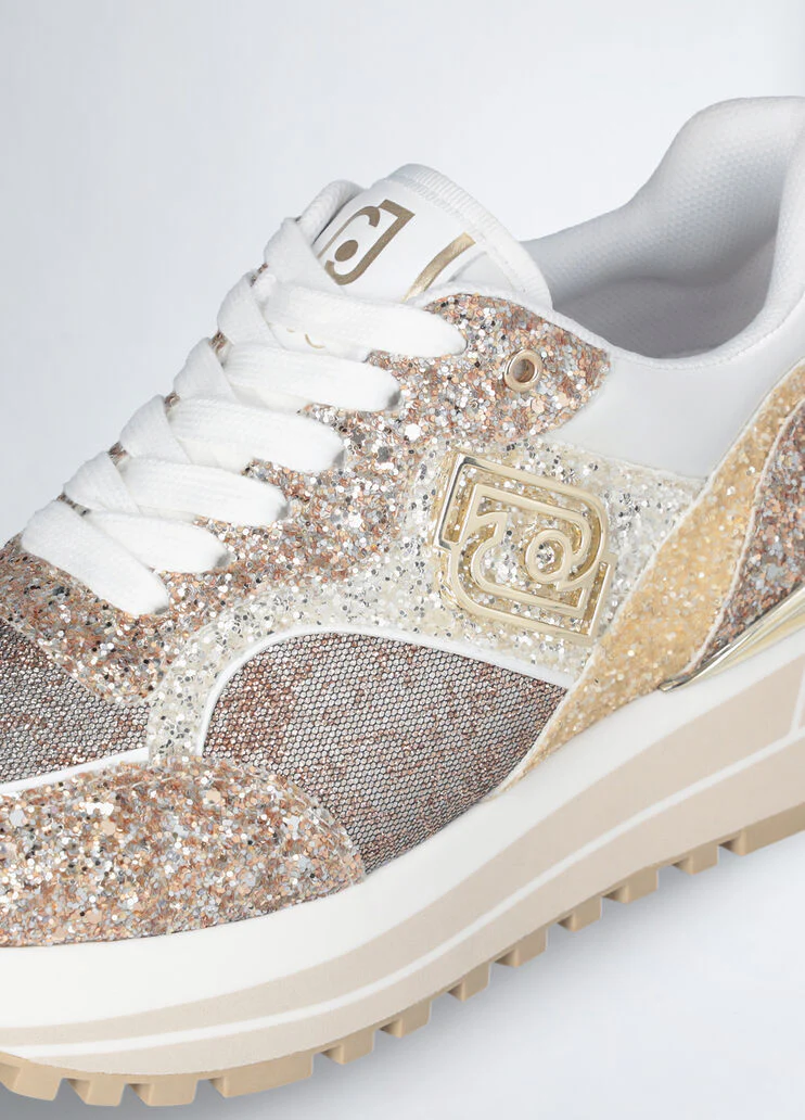 Platform sneakers with full glitter