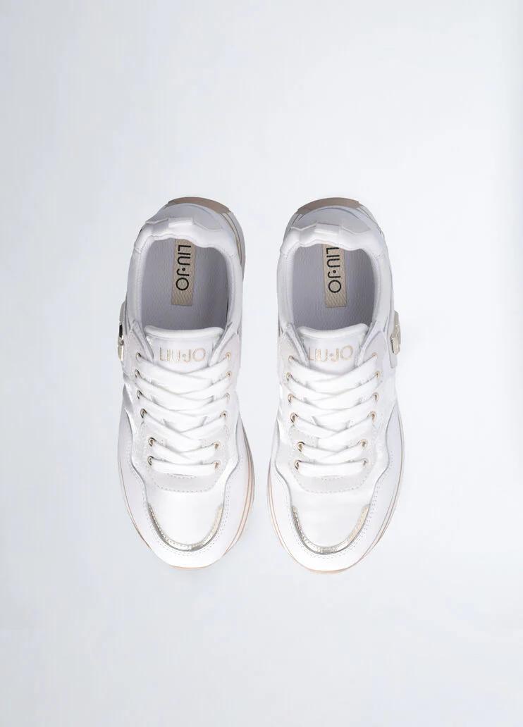 Leather and nylon platform sneakers