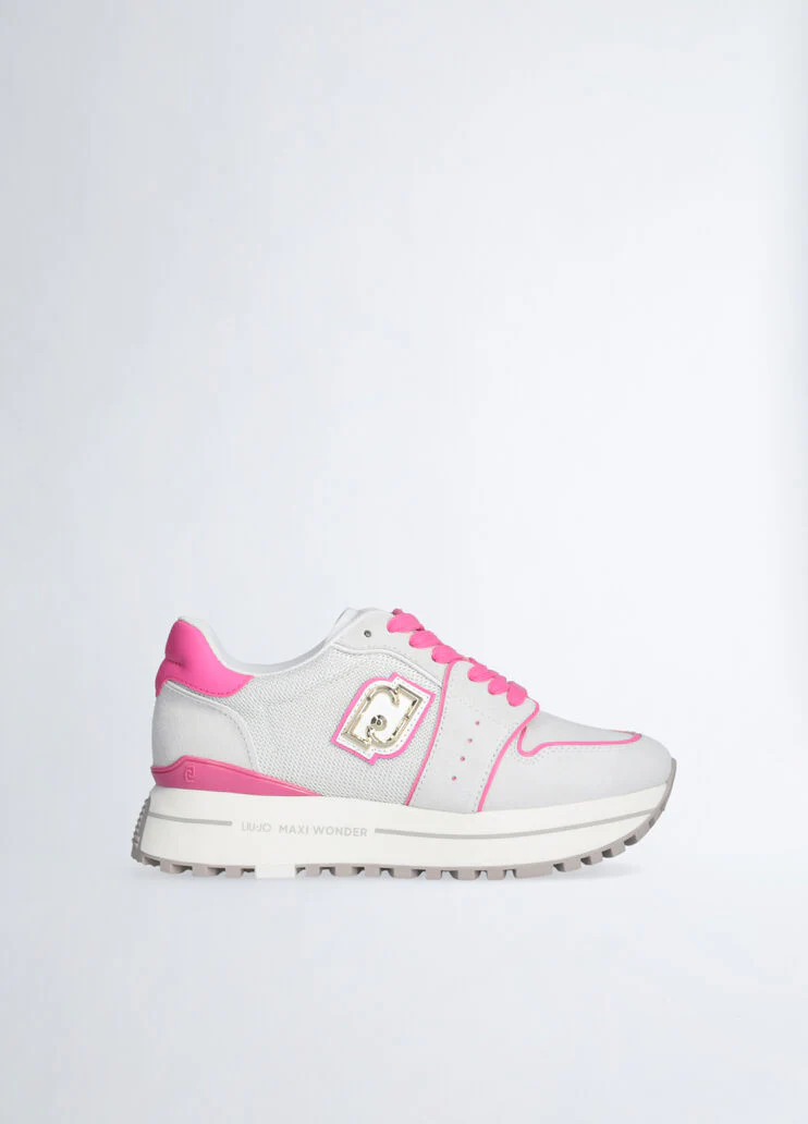 Suede and mesh platform sneakers