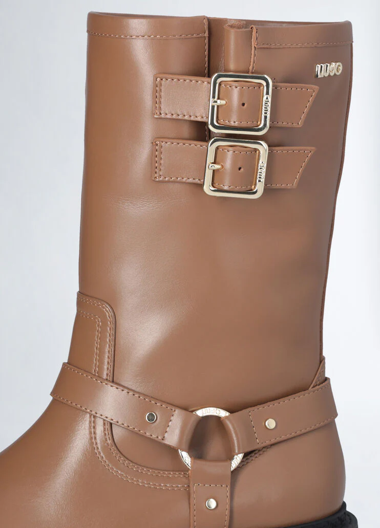 Leather biker boots