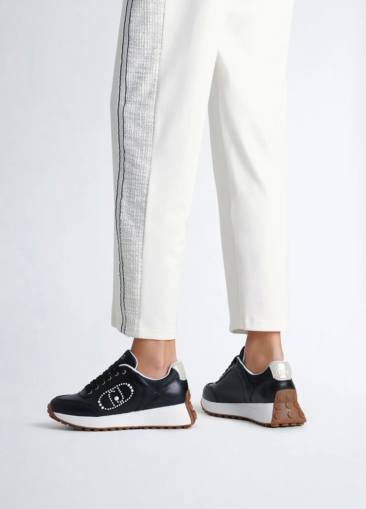 Black leather sneakers