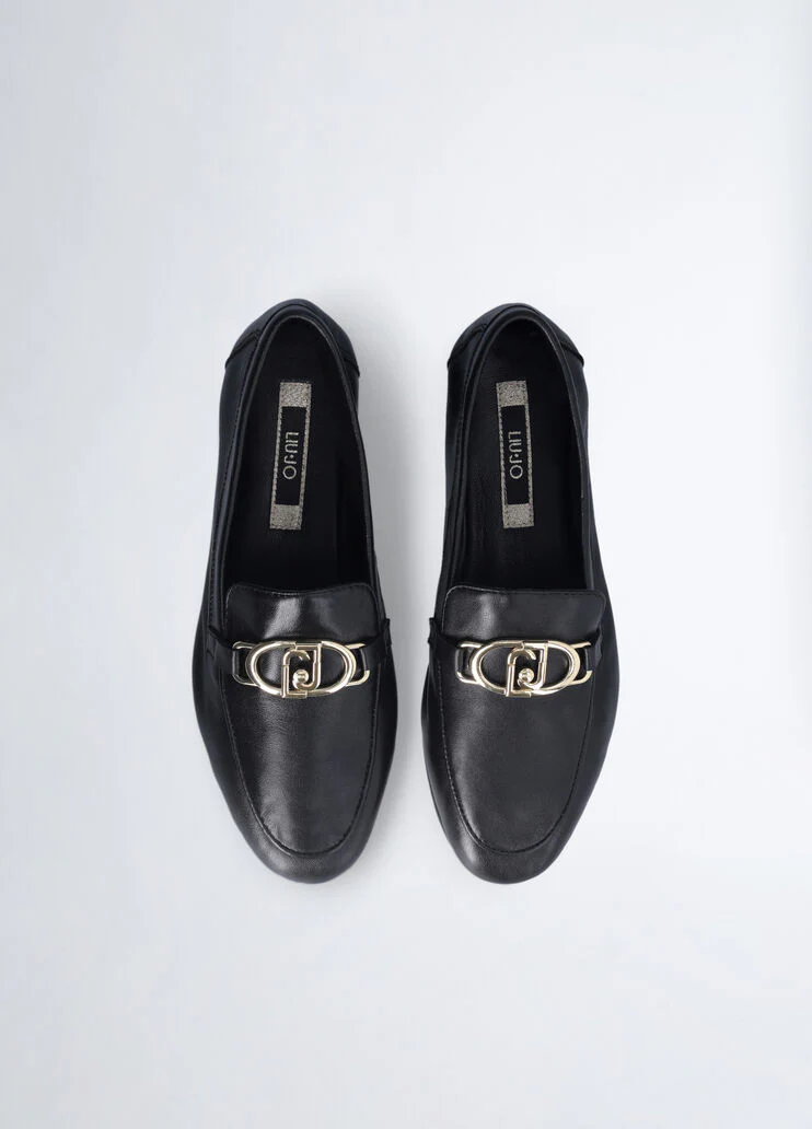 Black soft nappa leather loafers