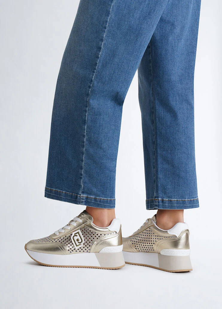 Perforated platform sneakers