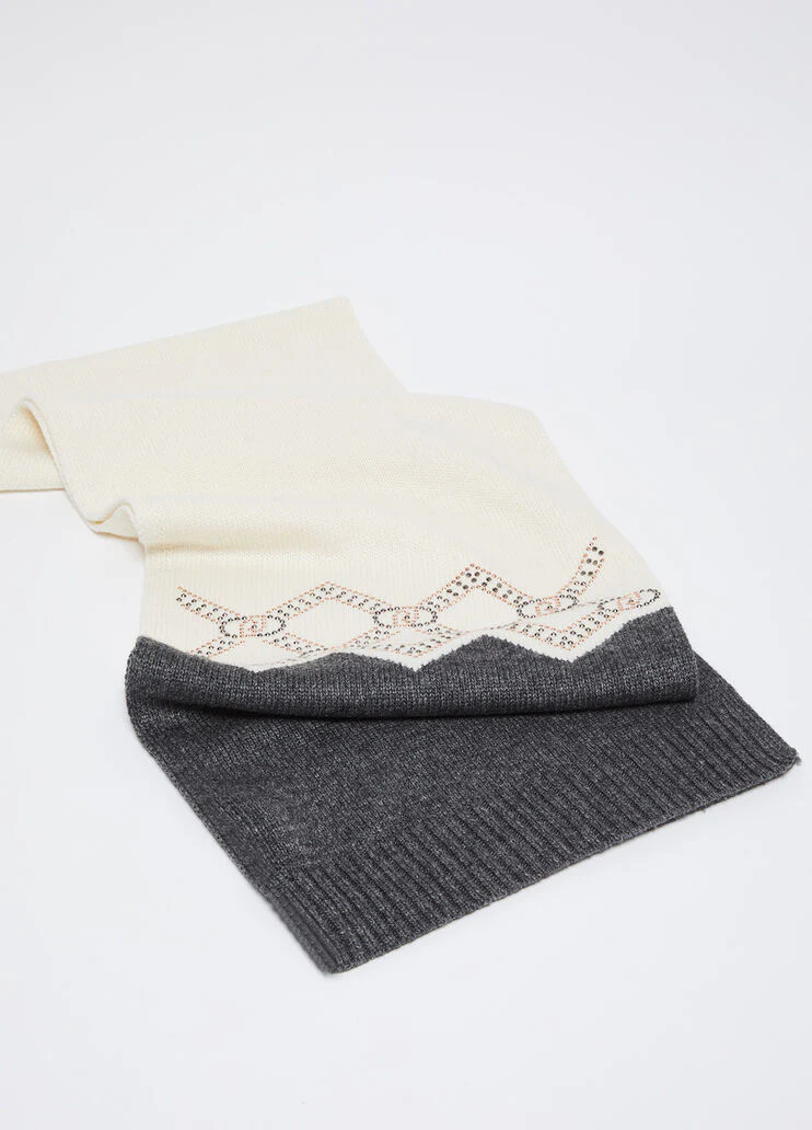 Wool-blend scarf with rhinestones