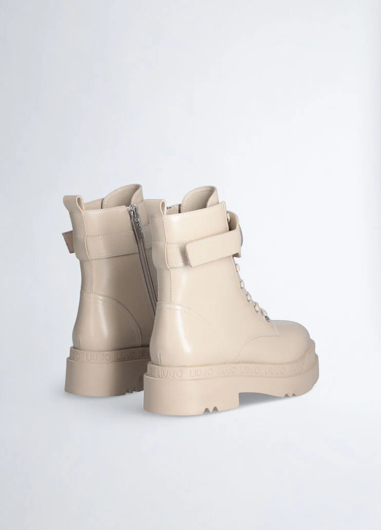 Leather platform combat boots
