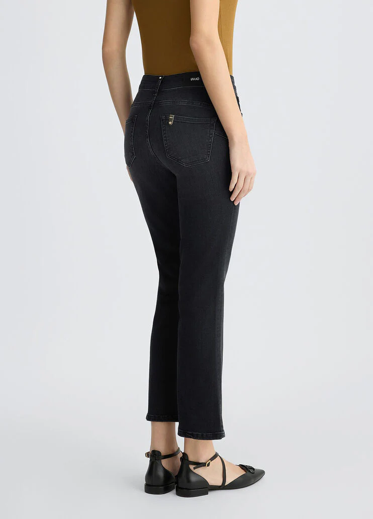 Black high-rise bootcut jeans